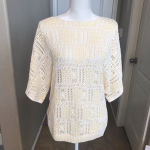 Jeanne Pierre Crochet Knit Dolman Sweater